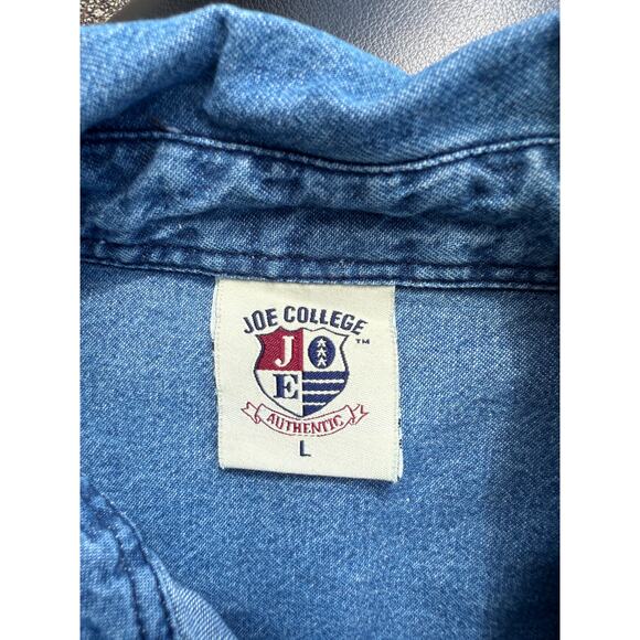 VTG 90's Illini U of I Fighting Denim button up shirt SZ L Joe College Authentic - Picture 4 of 4